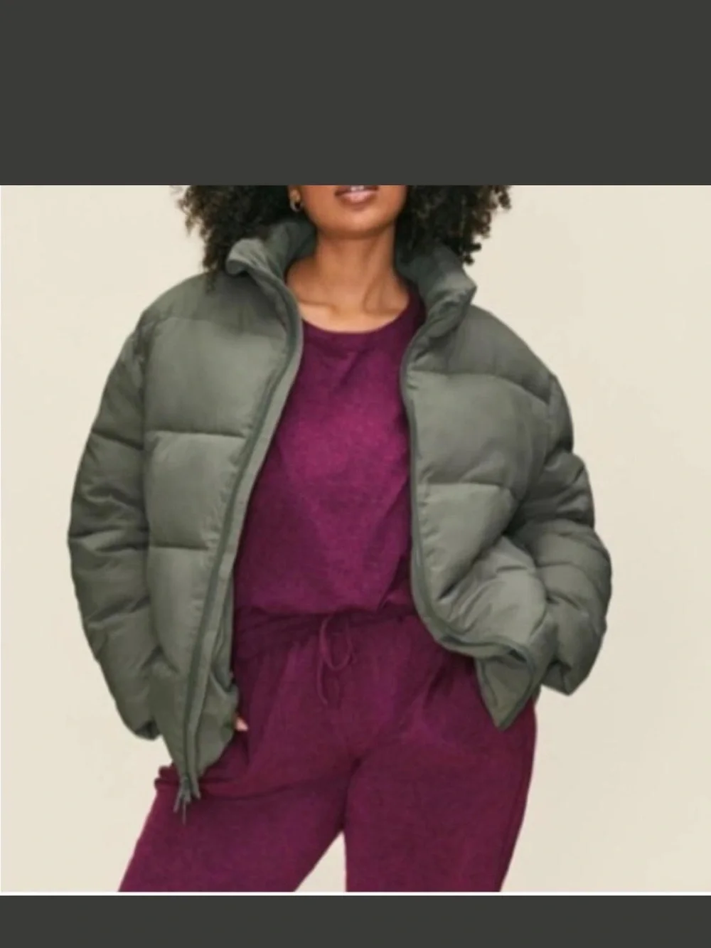 Girlfriend Collective Sage Green Puffer Jacket